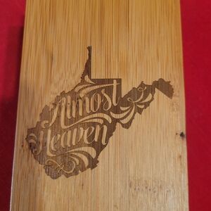 Wood Bamboo Utensil Kitchen Tool Box Holder West Virginia WV State Almost Heaven